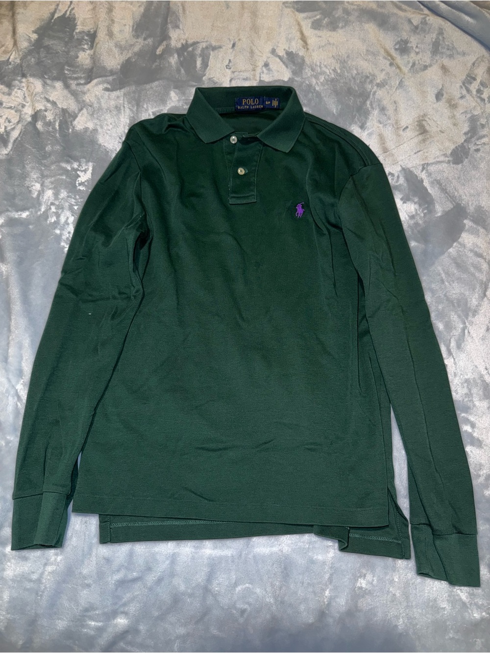 Ralph Lauren Dark Green Long-Sleeve Polo with Purple Pony